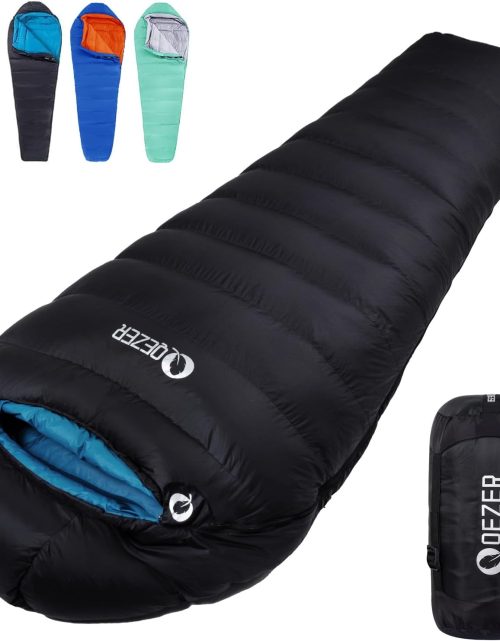 Down Sleeping Bag for Adults 0°F 10°F 15°F 20°F Backpacking Sleeping Bag for Cold Weather with Compression Sack