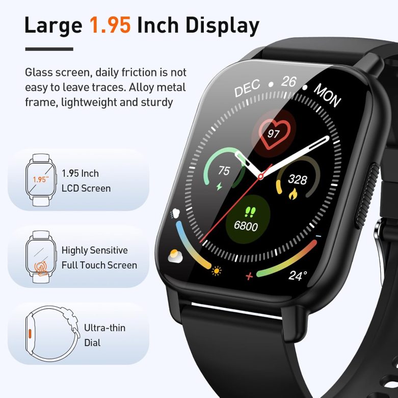 Smart Watch, 1.95" Smartwatch for Men Women(Answer/Make Call), 2025 New Fitness Watch with 110+ Sports Modes, Fitness Activity Tracker with Heart Rate/Pedometer/Sleep/IP68 Waterproof for Android iOS - Image 2