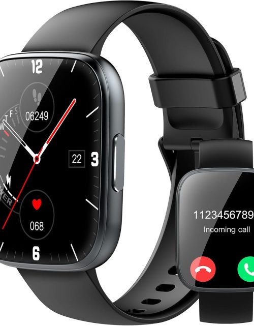 Smart Watch for Men Women(Answer/Make Calls), 1.95" HD Touch Screen Fitness Watch with Sleep Heart Rate Monitor, 110+ Sports Modes, IP68 Waterproof Activity Trackers Compatible with Android iOS, Black