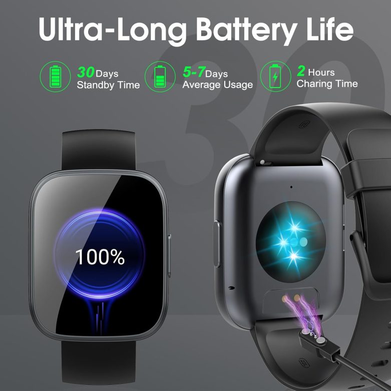 Smart Watch for Men Women(Answer/Make Calls), 1.95" HD Touch Screen Fitness Watch with Sleep Heart Rate Monitor, 110+ Sports Modes, IP68 Waterproof Activity Trackers Compatible with Android iOS, Black - Image 6